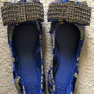 TORY BURCH Viola Embellished Bow Ballet Flat